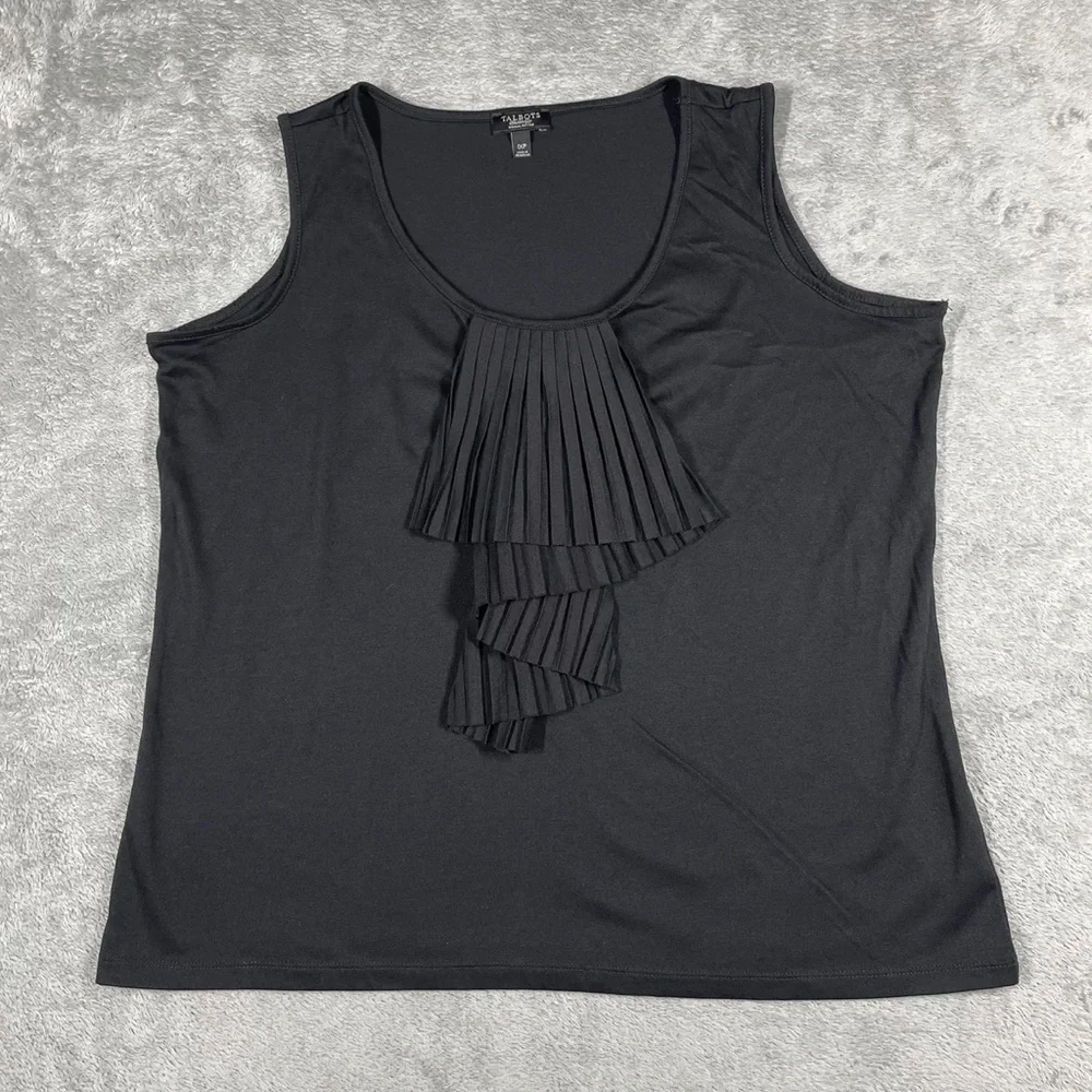 Talbots Black Ruffle Front Top - Picture 2 of 2